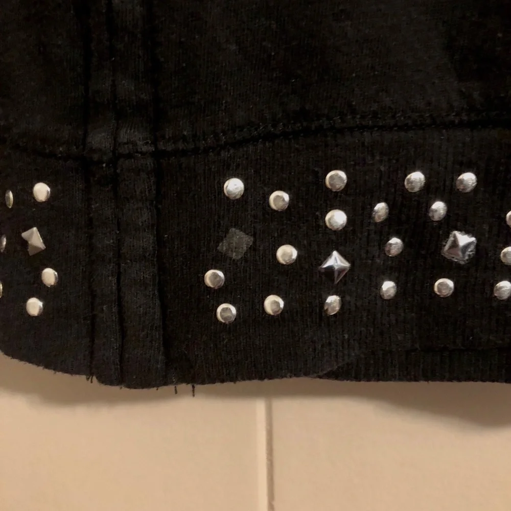 Justice Girl's Full Zip Embellished Black Hooded Shirt Size 7